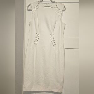 Cache White Lace-Up Maxi Dress